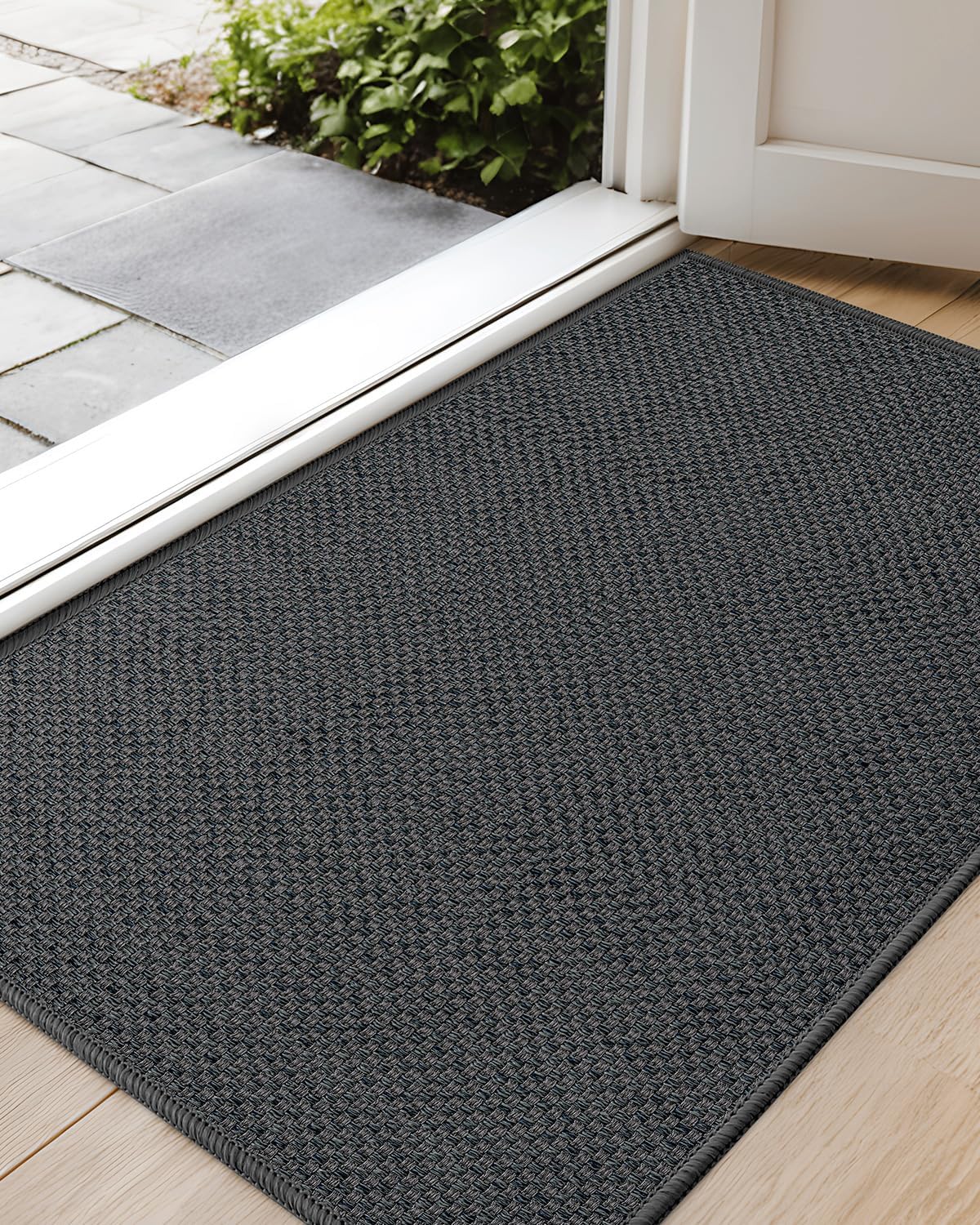 Color&Geometry Front Door Mat Indoor 17"x29", Rugs for Entryway, Non Slip Washable Low-Profile Inside, Entry Mat Entry Rug Door Mat Indoor Entrance, Grey (Rolled-up NO Creases)