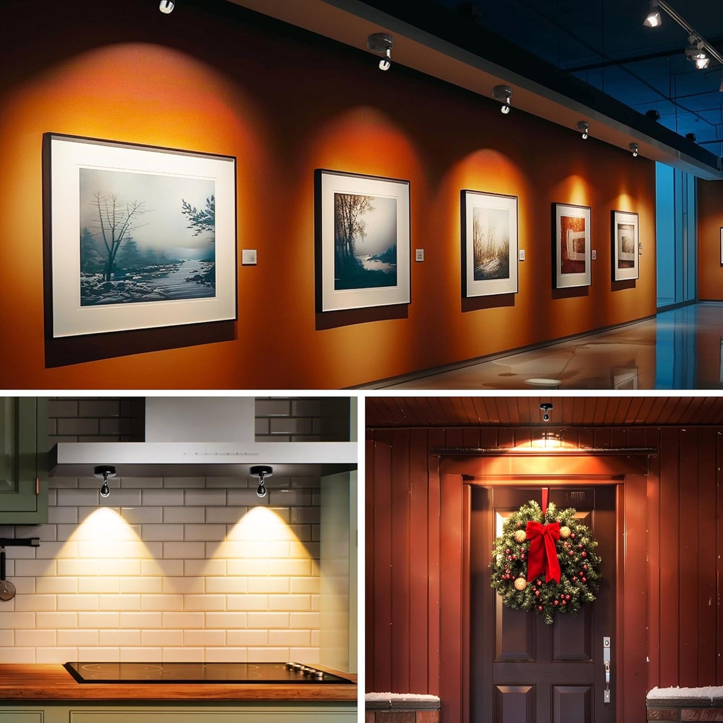 4 Pack Wireless LED Spotlights Indoor, Plant Battery Operated Tree Lights, Uplighting Picture Light with Remote, Accent Lights for Display Artwork Dartboard