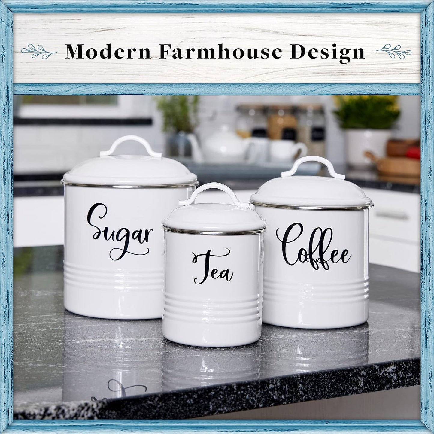 Home Acre Designs Food Storage Containers Set with Lids, Farmhouse Home Kitchen Decor Rustic Vintage Canisters