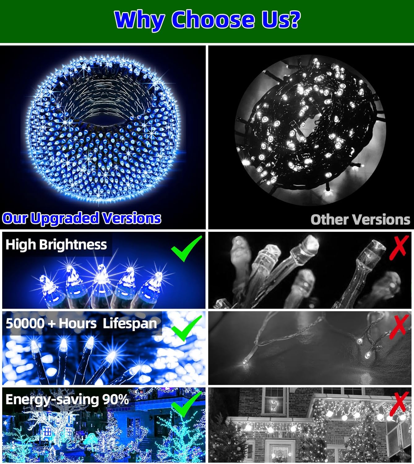 1500 LED 470FT Christmas Lights Outdoor,12 Lighting Modes Christmas String Lights with Timer, Dimmable BlueLED StringLightsWaterproof for Yard Tree Wedding Party Holiday Decor Blue