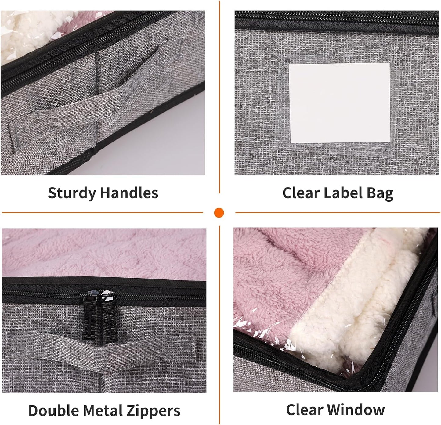 Fixwal 4 Pack Underbed Storage Containers, Below 4.5 Inches Low Profile Under Bed Organizer Clothes Storage Bins with Sturdy Sidewalls and Bottom