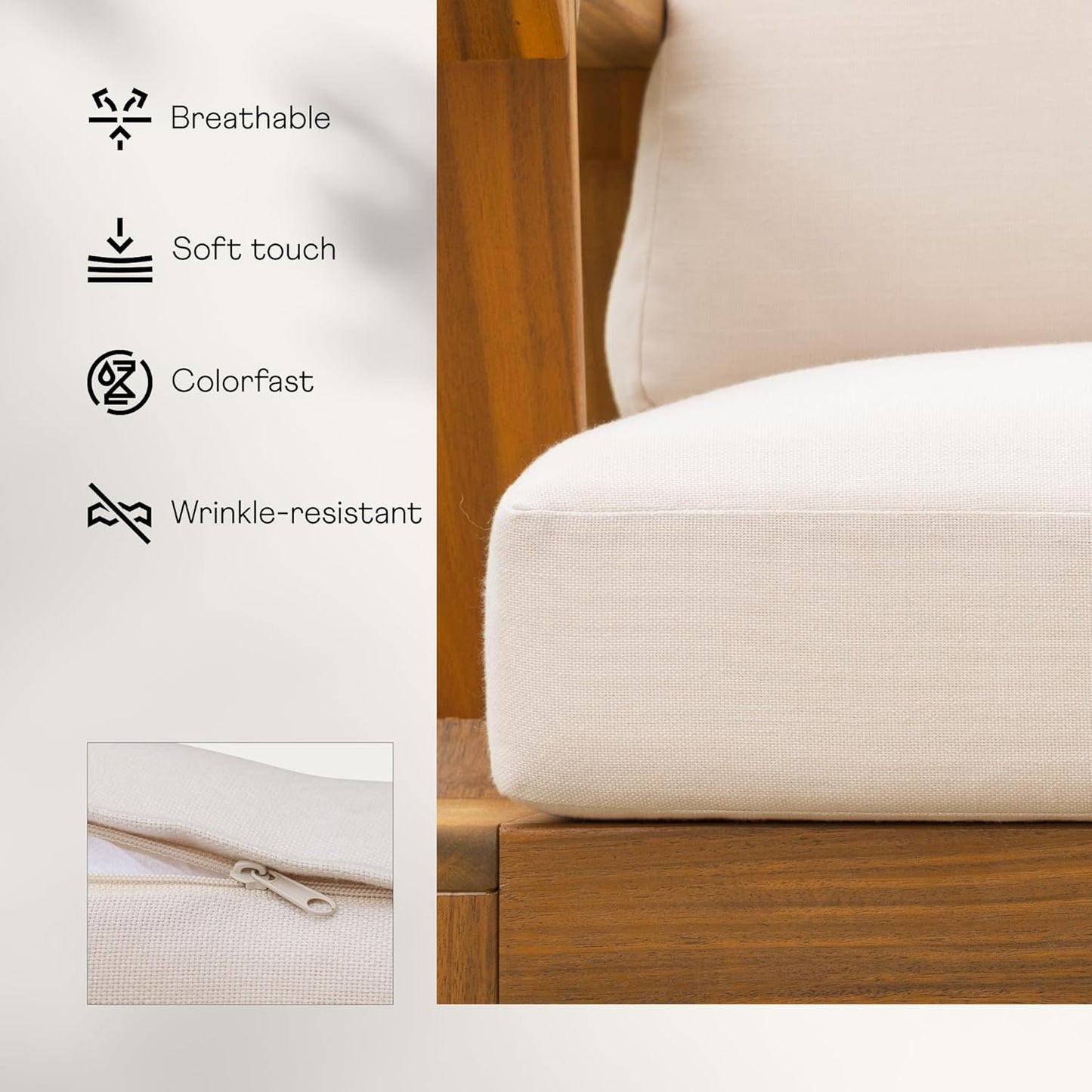 Jasper Outdoor Wooden Club Chair with Beige Cushion – Ideal for Patio, Garden, or Balcony