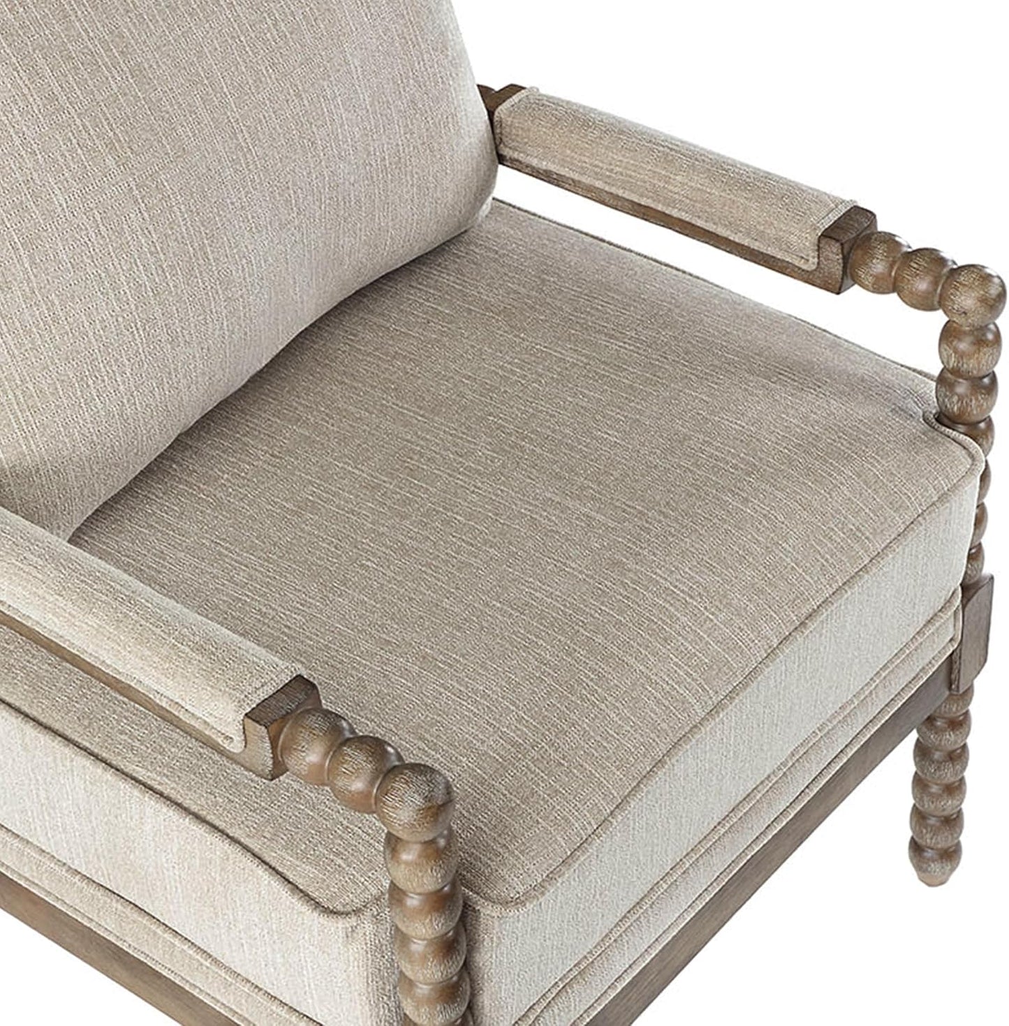 DUHOME Linen Fabric Spindle Accent Chair with Wood Frame,Modern Accent Chairs with Padded Spring Seat and Brushed White Base for Living Room Bedroom Farmhouse Home Office Belcony