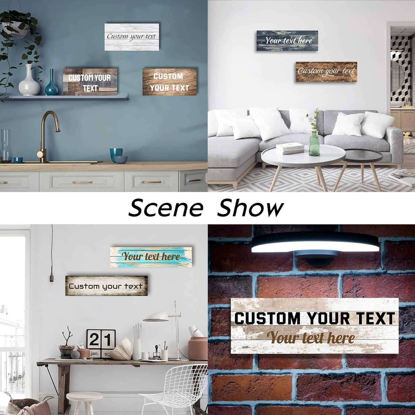 LZIMU Custom Text Signs Wall Decor Personalized Canvas Quote Family Sign Wall Art Wood Background Rustic Farmhouse Decor Framed (5"x15")