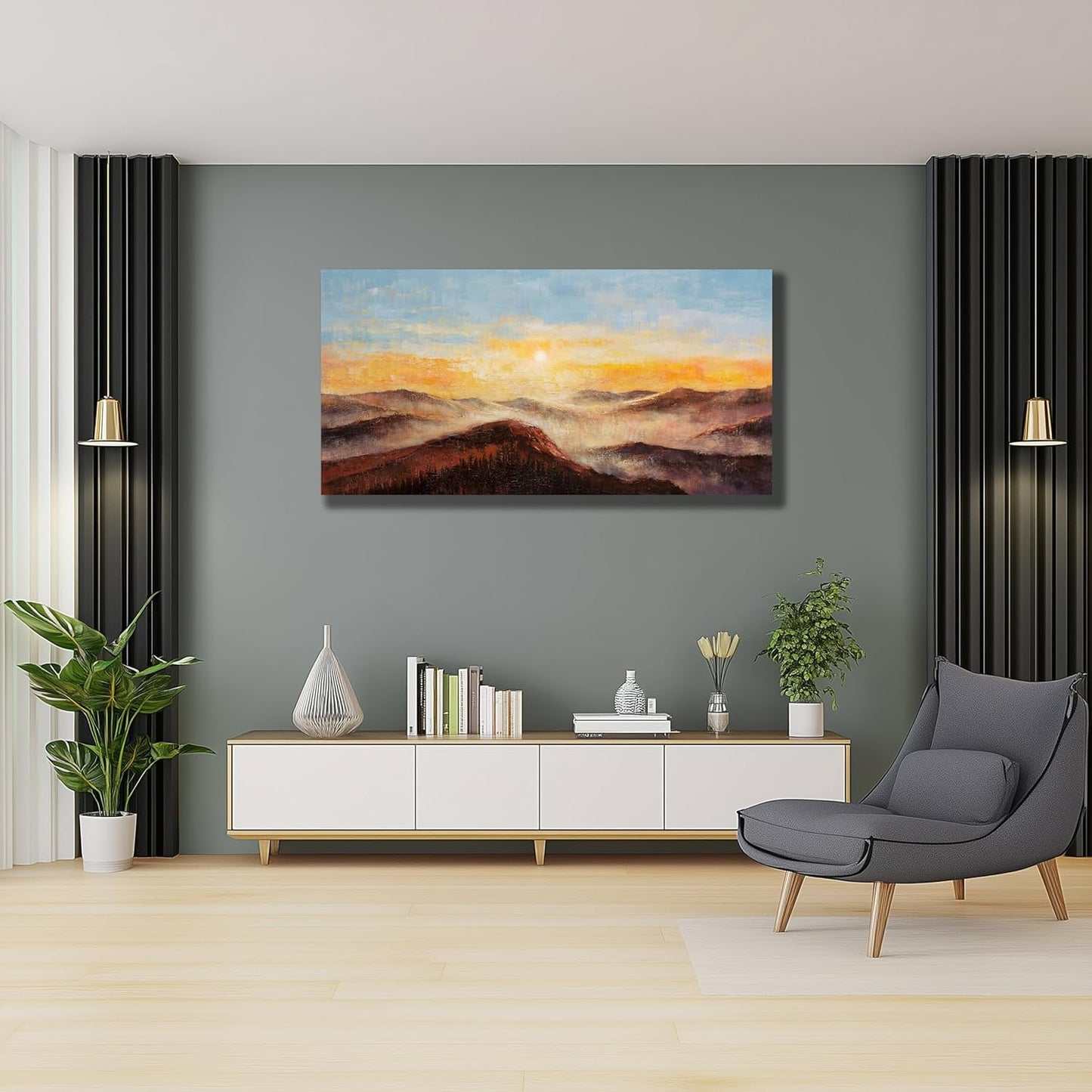 Belmrxne Large Nature Painting Yellow and Pink Wall Decor Trendy Wall Art Hanging Artwork for Living Room Bedroom Dining Room Office Home Decor 30x60 inch