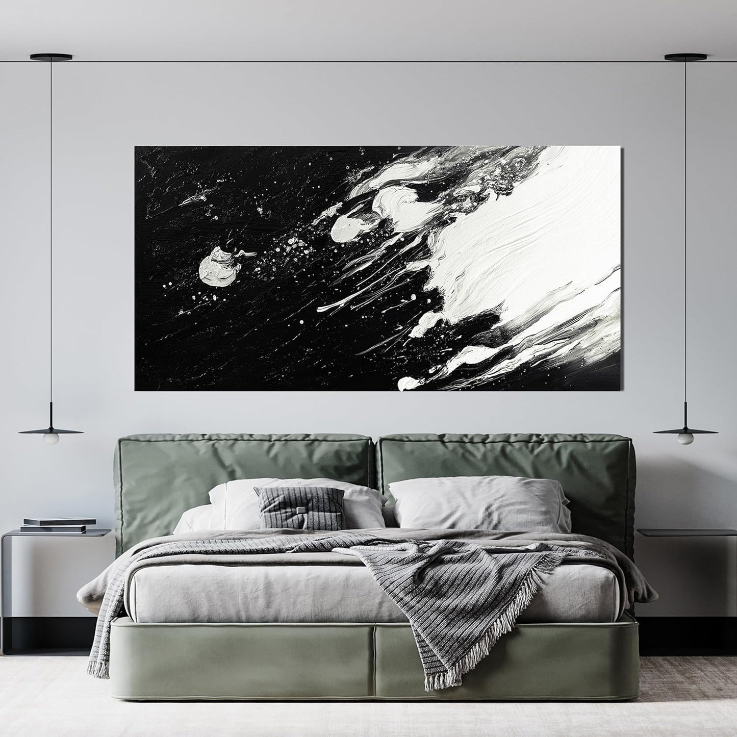 Abstract Wall Art Decor Modern Black and White Wall Art Prints Canvas Wall Art for Living Room Abstract Black Art Abstract Canvas Art Wall Decor Artwork for Walls Bedroom Kitchen Wall Decor 24" X 48"