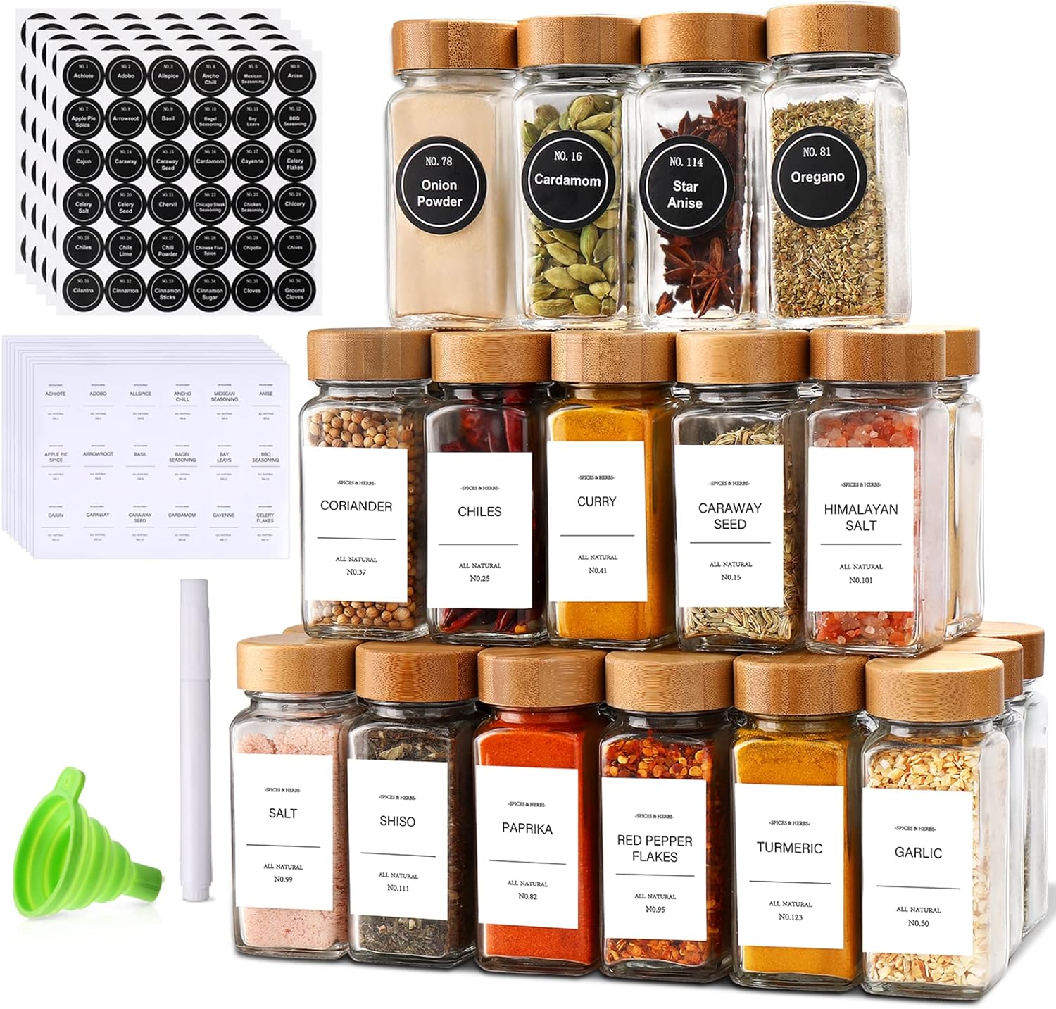 DIMBRAH Spice Jars with Label 24Pcs - Thumbnail 2