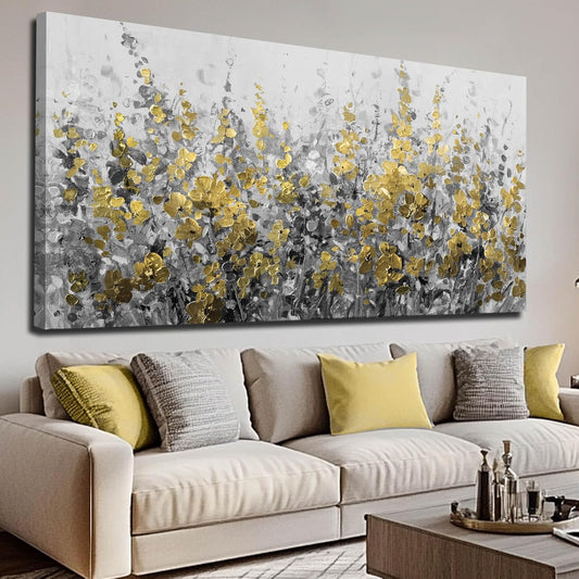 MLART99 Black and Gold Wall Art Plant Prints Pictures 29"x58" Floral Posters Botanical Home Decor Bedroom Wall Decor Above Couch