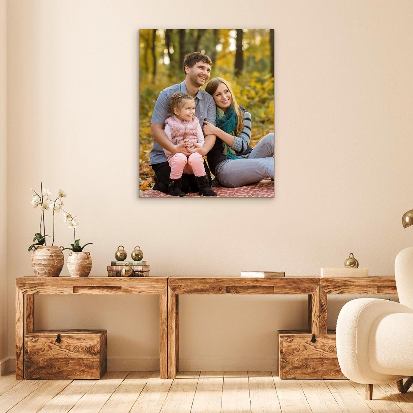 Custom Canvas Prints with Your Photos- Personalized Print Canvas Pictures, Custom Wall Art Gift for Living Room, Bedroom, Wedding Family Baby Pets Framed 8 x 10 inche