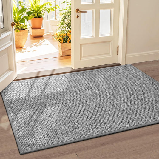 LEKEEPGO Door Mat 36"x59", Non Slip Door Mat Indoor Entrance, Rubber Backing Front Indoor Door mat Washable Absorbent Low-Profile Entryway Entry Resist Dirt Inside Door Mats, Light Grey