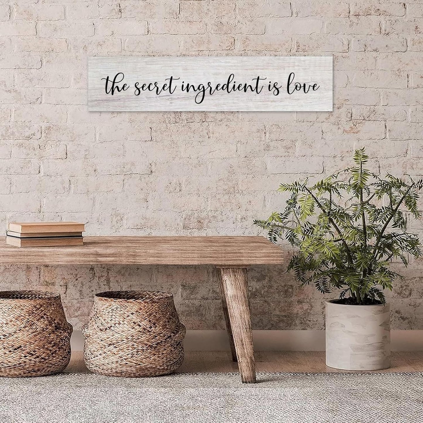 Generic Funny Wood Sign The Secret Ingredient is Love Rustic Wooden Hanging Sign Home Farmhouse Kitchen Wall Decoration 16 x 4 Inch