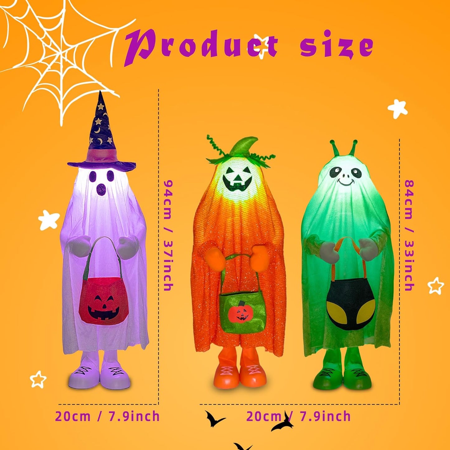 32" Front Porch Light up Halloween Figure Décor, Kit Standing Trick or Treat Indoor and Outdoor Decorations-Alien