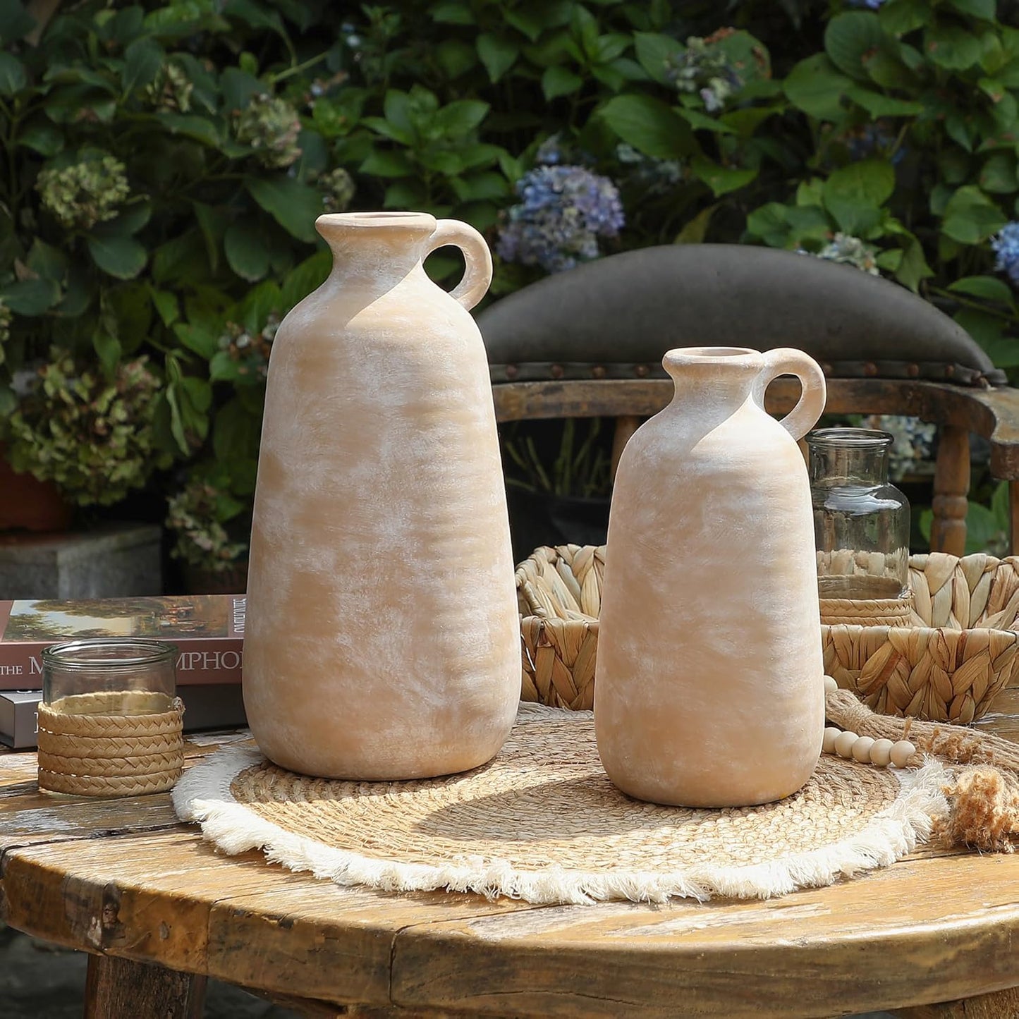 Ceramic Rustic Vase, 12.8" Large Flower Vases Home Decor for Pampas Farmhouse Decorative Pottery Clay Vase for Mantel Entryway Table Living Room Kitchen Bathroom Bedroom