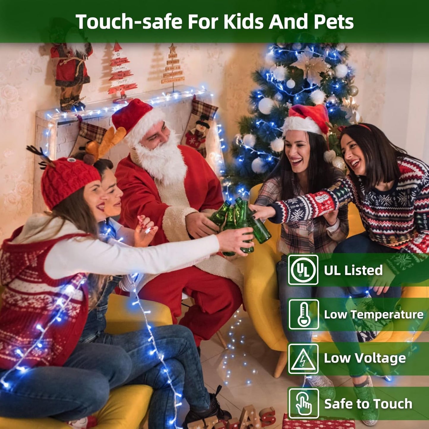 300LED Christmas Lights Outdoor Indoor Use, 12 Lighting Modes 75ft Christmas Tree Lights with Timer, Dimmable BlueLED StringLightsWaterproof for Yard Tree Wedding Party Holiday Decor Blue