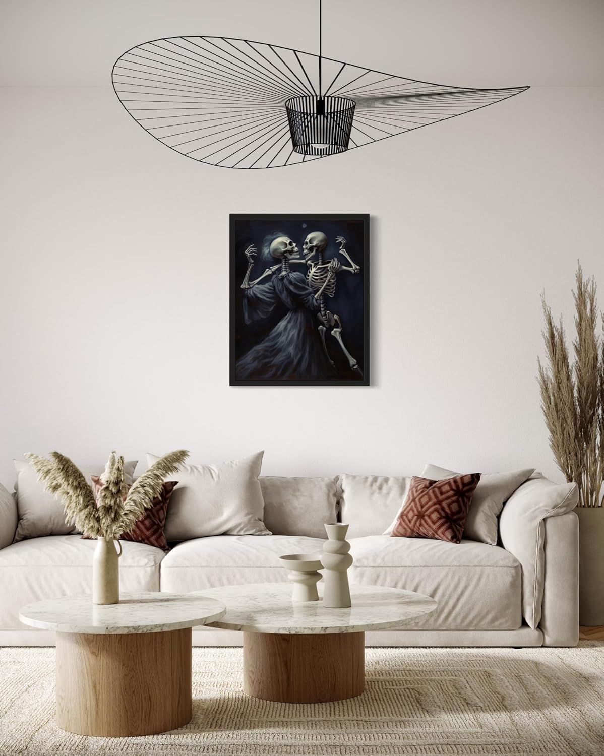 Dancing Skeleton Poster Art Print, Halloween Scary Vintage Wall Art Academia Spooky Painting Decoration for Horror Prints, Gothic Posters Bedroom Decor 89 (Dancing Skeleton, 8 x 10 inches, Black Frame)