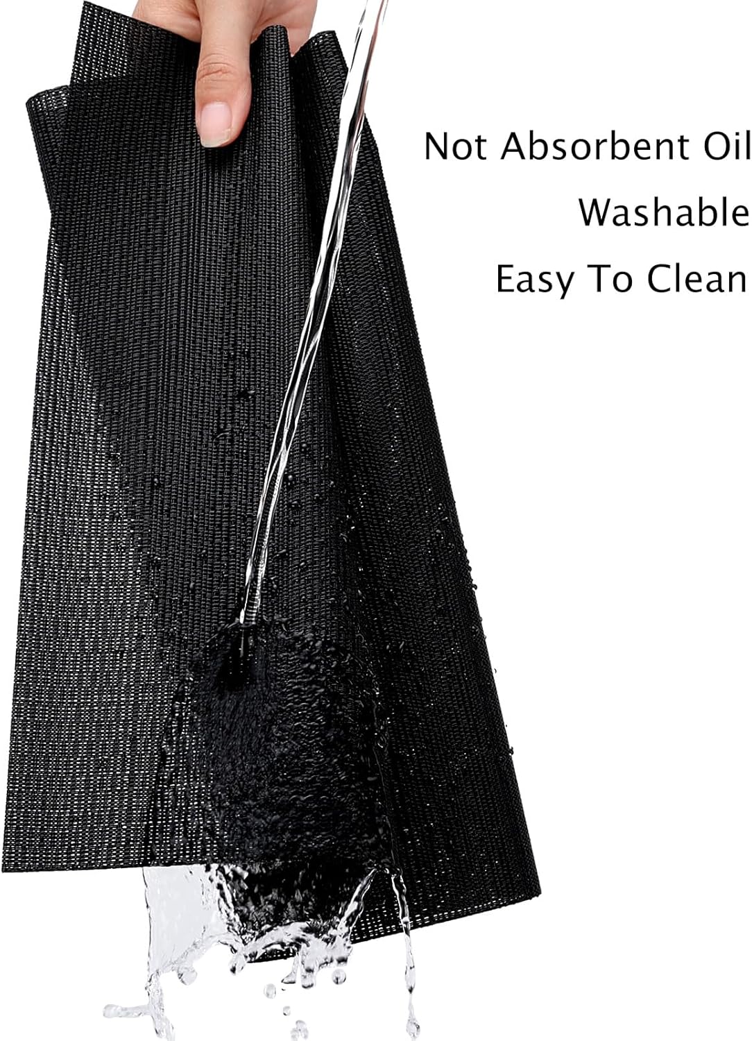 Myir JUN Placemats Set of 6, Vinyl Woven Placemats Place Mats Indoor Washable Table Mats Non-Slip Place mats for Dining Table (Black, Set of 6)