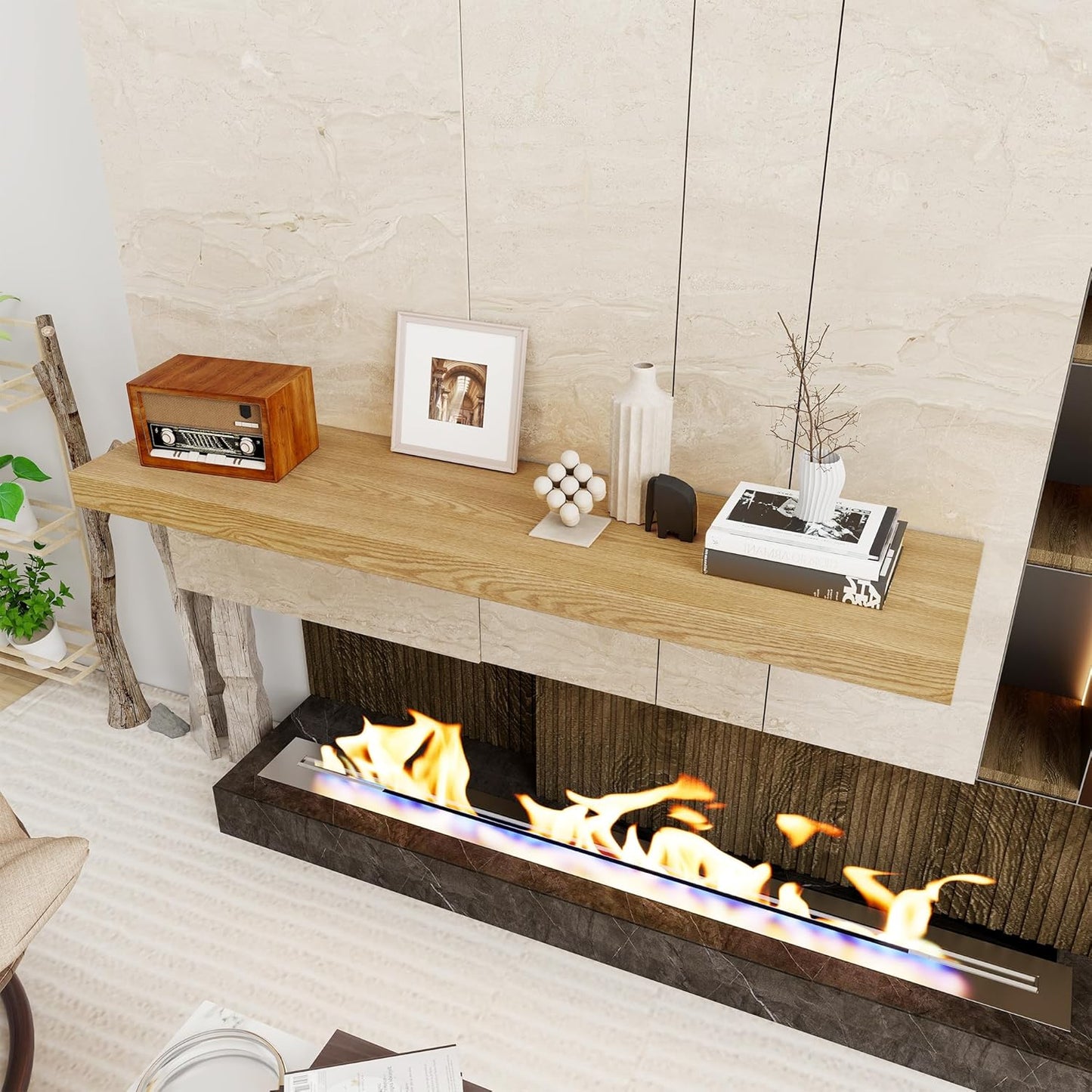 Floating Shelves 48 Inch Long, 12 Inch Deep Floating Shelves for Wall, 48 x 12 Large Wall Shelves for Home Storage & Display, 2" Thicked Floating Shelf for Bedroom, Living Room, Oak Color, 1 Pack