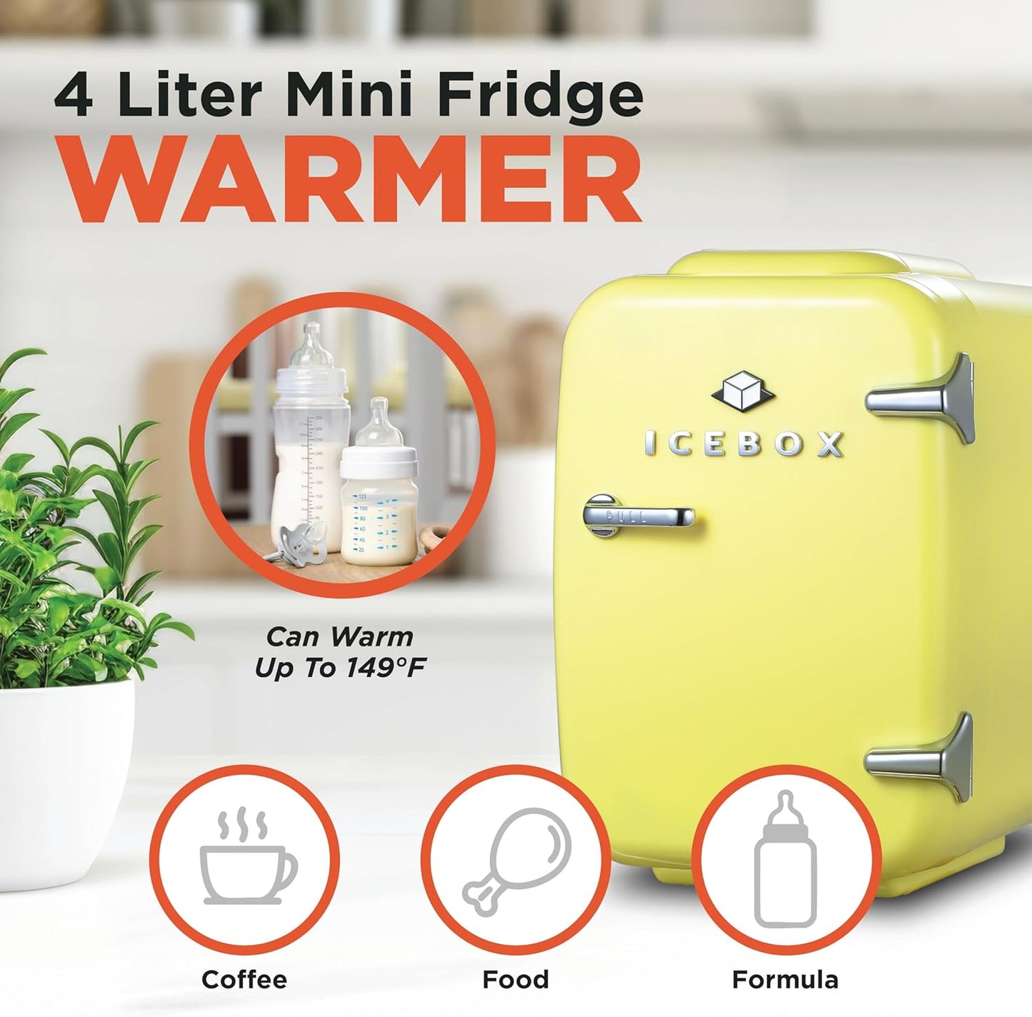 IBMF4SUN Fridge for Bedroom, Skincare, Portable Cooler & Warmer for Makeup, for Office & Home Refrigerator, Mini (4 L / 6-Can), Sun Yellow