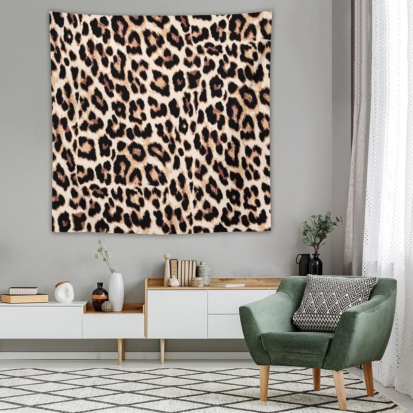 HZOHNAGO Leopard Print Tapestry Rustic Brown Leopard Wild Animal Printed Wall Tapestry Painting Wall Hanging for Bedroom Living Room Dorm 60" W x 60" H