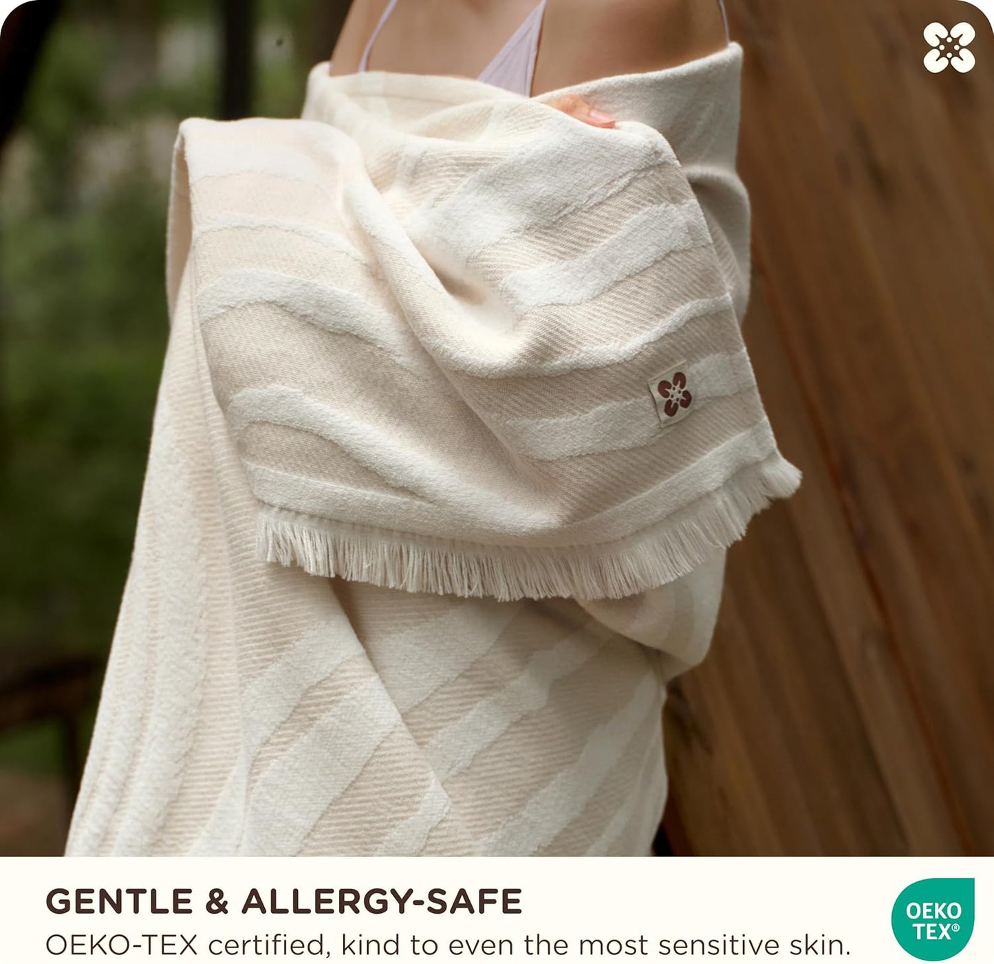 Bedsure 100% Cotton Throw Blanket for Couch - Chenille Woven Textured Blanket Gifts for Women, Cozy and Soft for All Seasons, Home Decor Boho Throw for Bed, Sofa, Oat Milk, 50x60 Inches