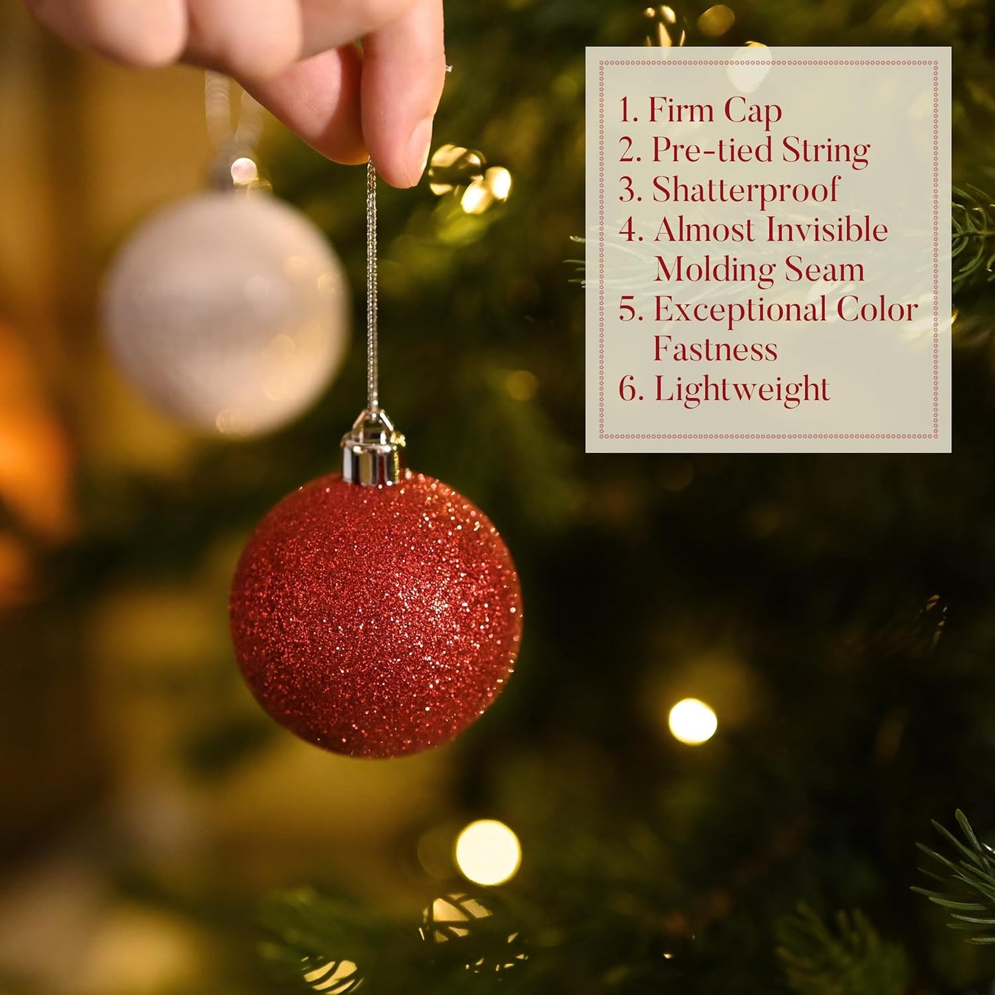 Valery Madelyn Christmas Tree Decorations Ornament Set for Fall Halloween, 50ct 2.36 Inches Red and White Shatterproof Christmas Ball Ornaments Hanging Xmas Holiday Party Decor