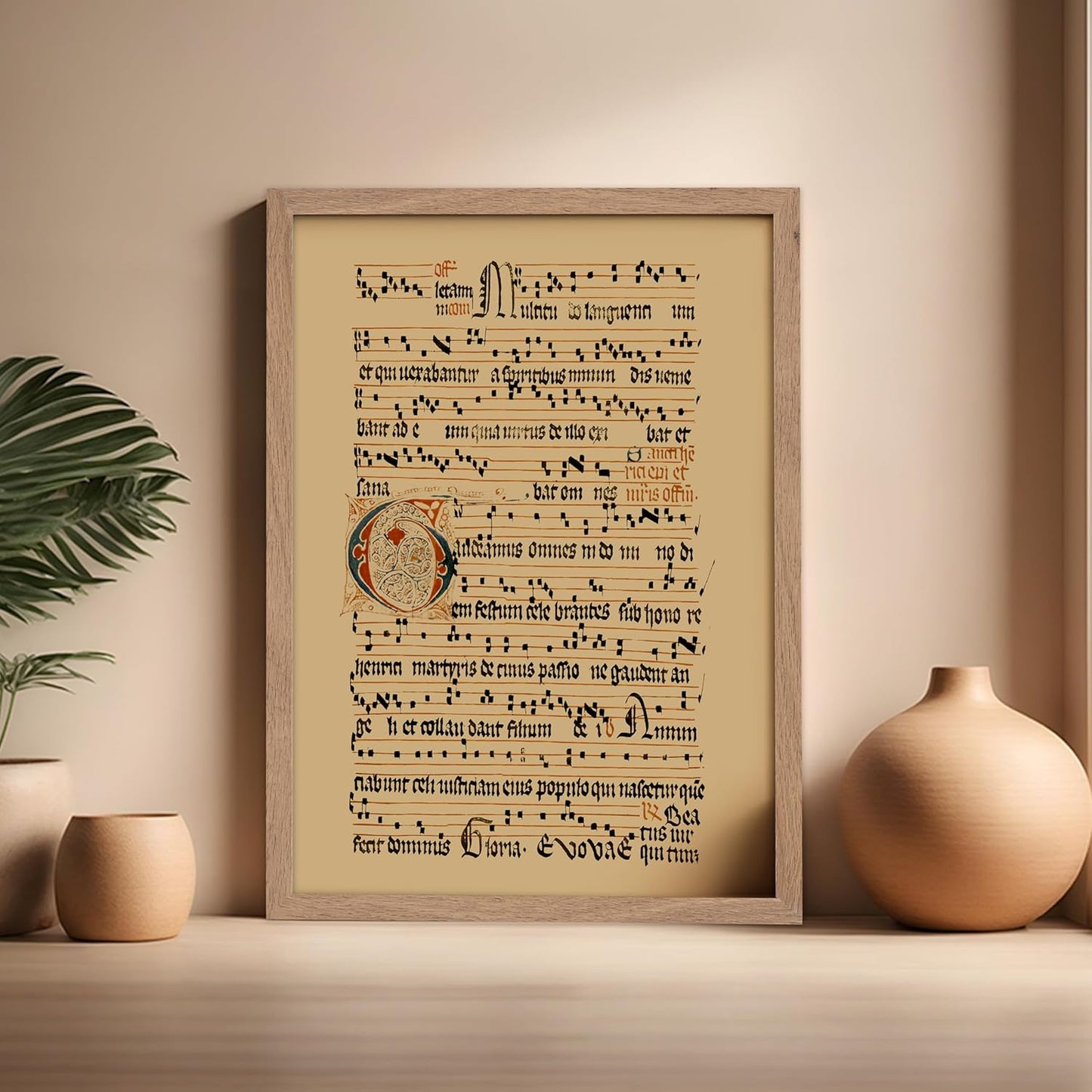 Poster Master Vintage Hymnal Poster - Retro Music Print - Gift for Artist, Friend - Graduale Aboense, Gregorian Chant Manuscript, Score - Wall Decor for Living Room, Bedroom, 16x20 Beige Framed