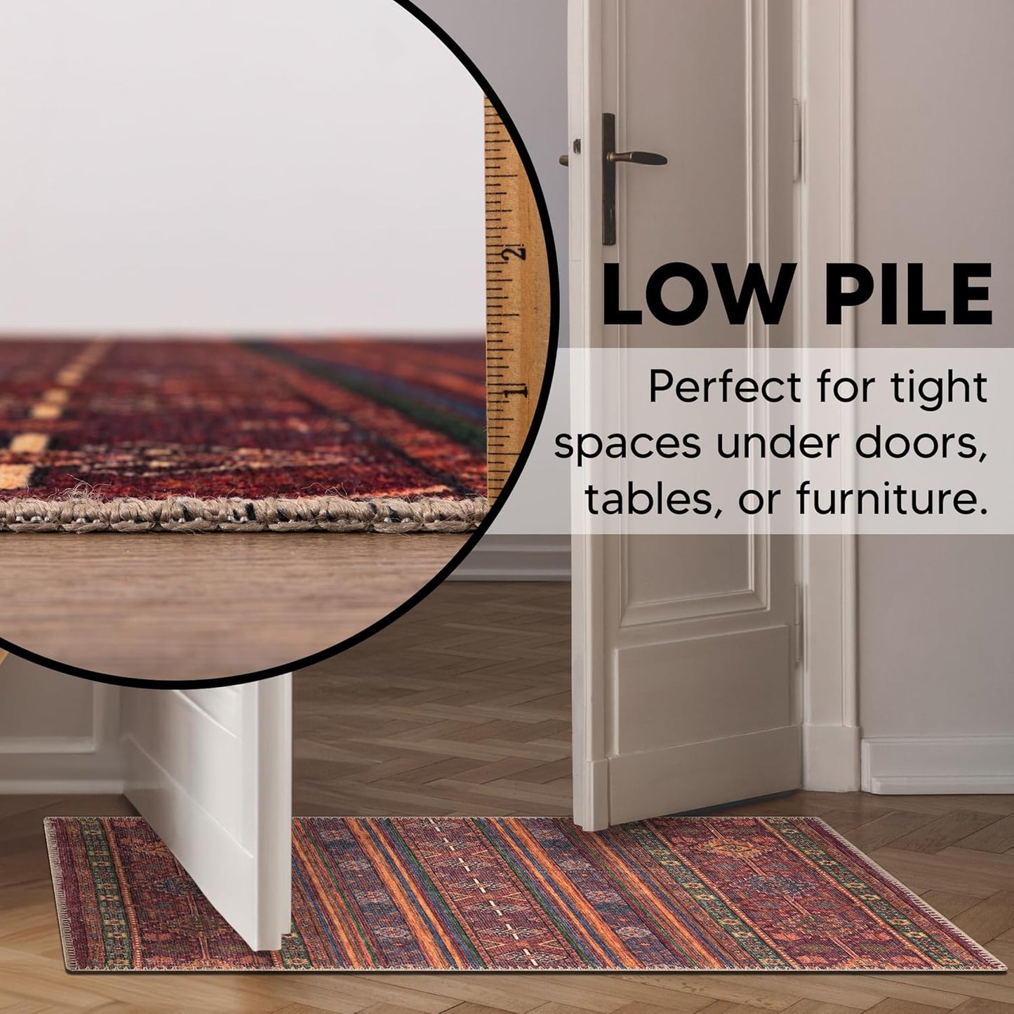 Keen Home Design 2x3 Rug - Machine Washable Entry Rug with Non-Slip Backing, Ideal for Enteryway, Kitchen, Bathroom, Laundry Room - Vintage, Easy Clean, Durable, Low Pile Rug - (2' x 3')