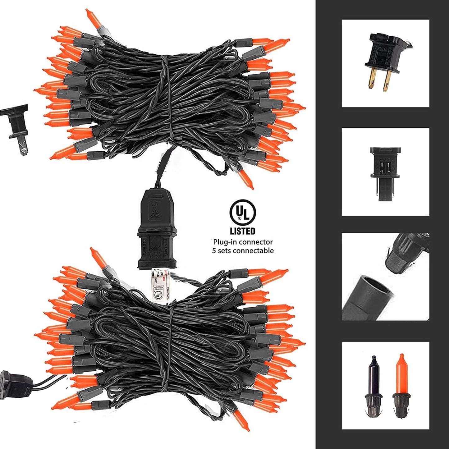 TW SHINE Orange Halloween Lights, 20FT 100 Count Incandescent Mini String Lights, Waterproof Halloween Decorations for Outdoor Indoor Patio Home Party Garden Yard Decor