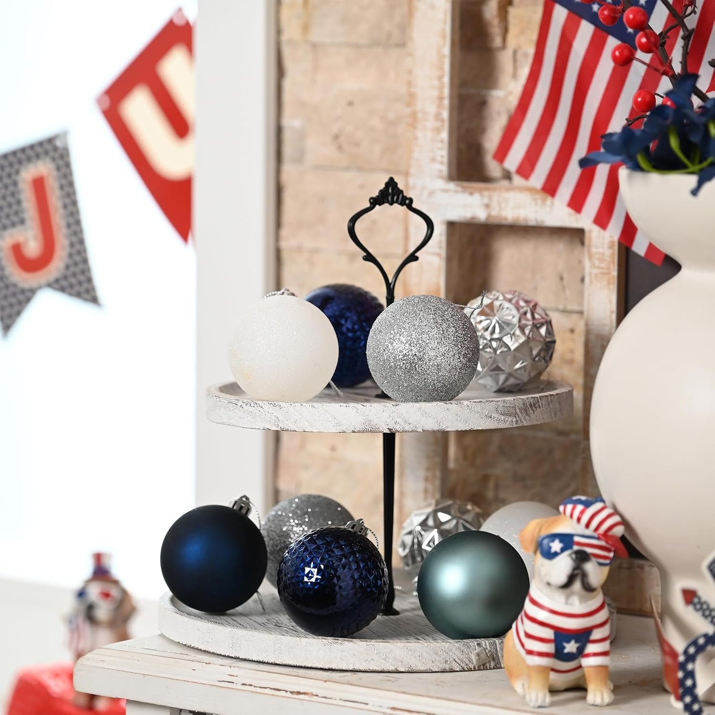 Valery Madelyn Christmas Tree Decorations Ornament Set for Fall Halloween, 50ct 2 Inches Navy Blue Silver Shatterproof Christmas Ball Ornaments Hanging Xmas Holiday Party Decor