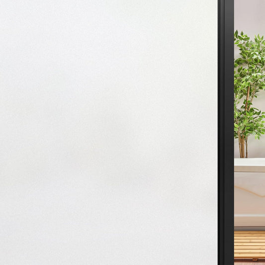 DOWELL Window Privacy Film, Frosted Glass Window Film, Static Cling Non-Adhesive Glass Clings, Sun Blocking Opaque Door Coverings, Reusable Door Sticker for Bathroom Home Office, White, 17.5" x 157.5"