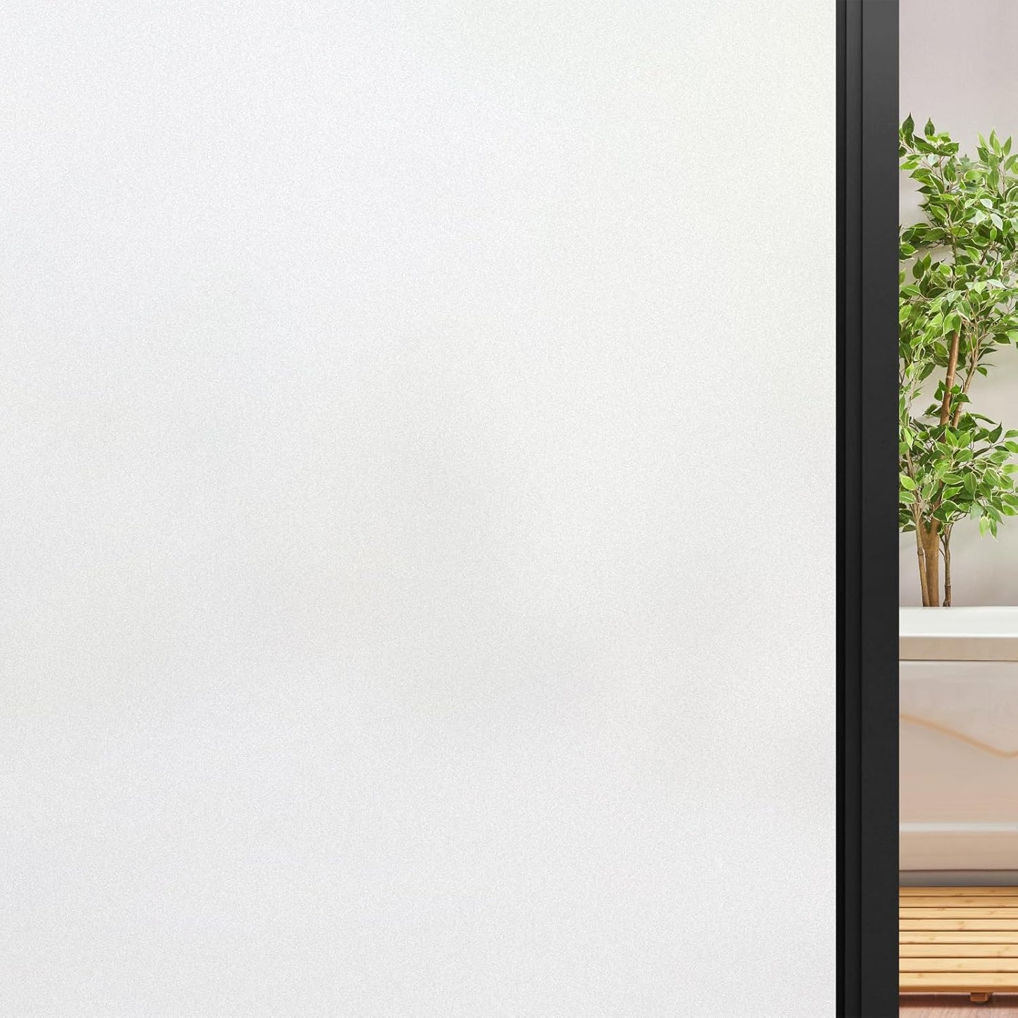 DOWELL Window Privacy Film, Frosted Glass Window Film, Static Cling Non-Adhesive Glass Clings, Sun Blocking Opaque Door Coverings, Reusable Door Sticker for Bathroom Home Office, White, 17.5" x 78.7"