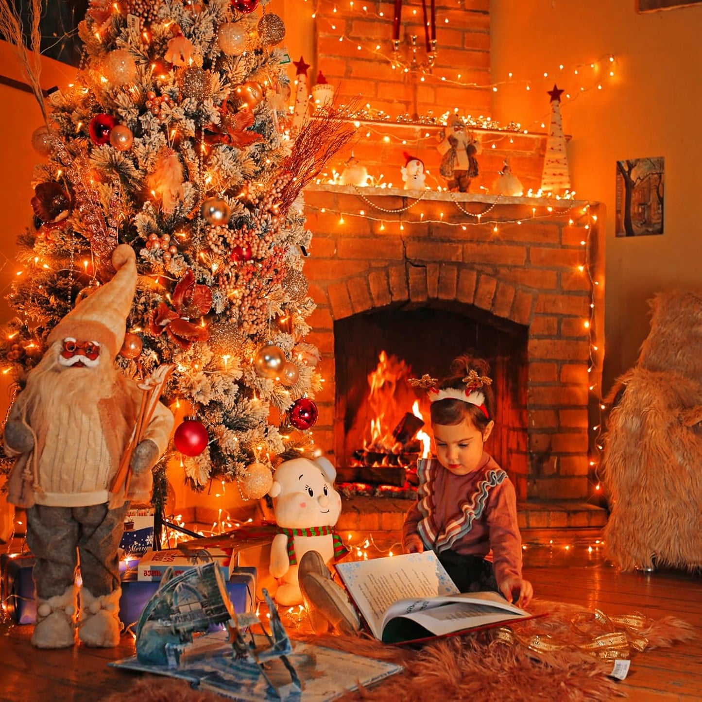 250 LED Orange Lights for Halloween, 82 FT Halloween Lights Indoor Outdoor Clear Wire with 8 Modes, Plug in Waterproof Orange String Light for Christmas Tree Party Thanksgiving Decorations