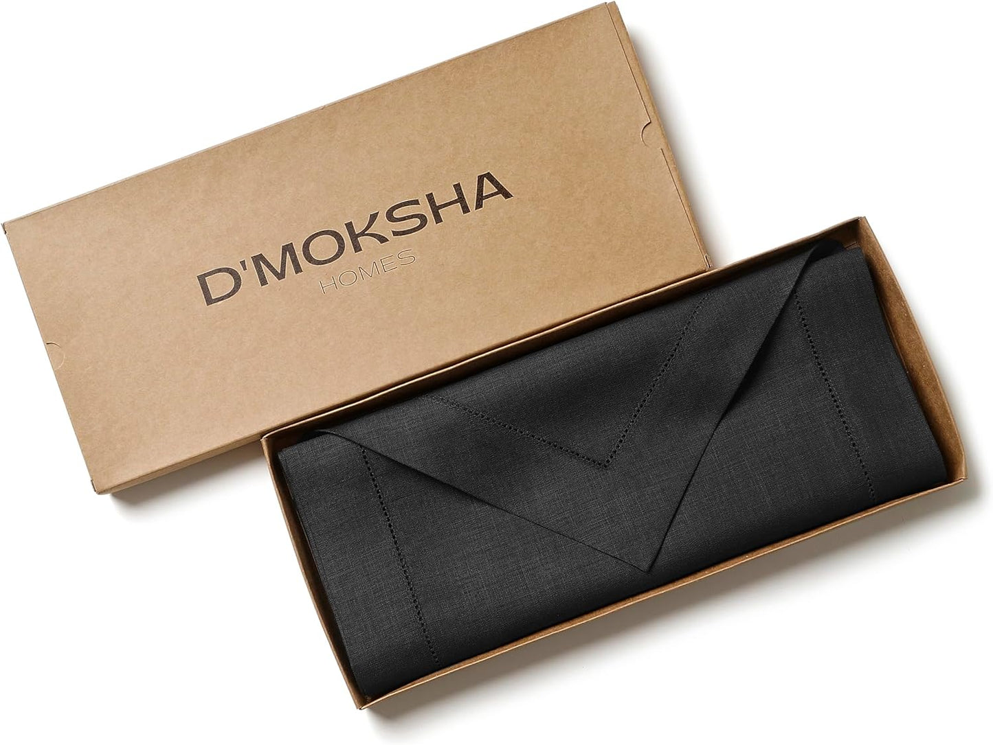 D'Moksha Homes Black Linen Table Runner 90 Inches Long - 100% Pure Linen Diamond Table Runner 14 x 90 Inch for Dining, Fall and Halloween - Machine Washable