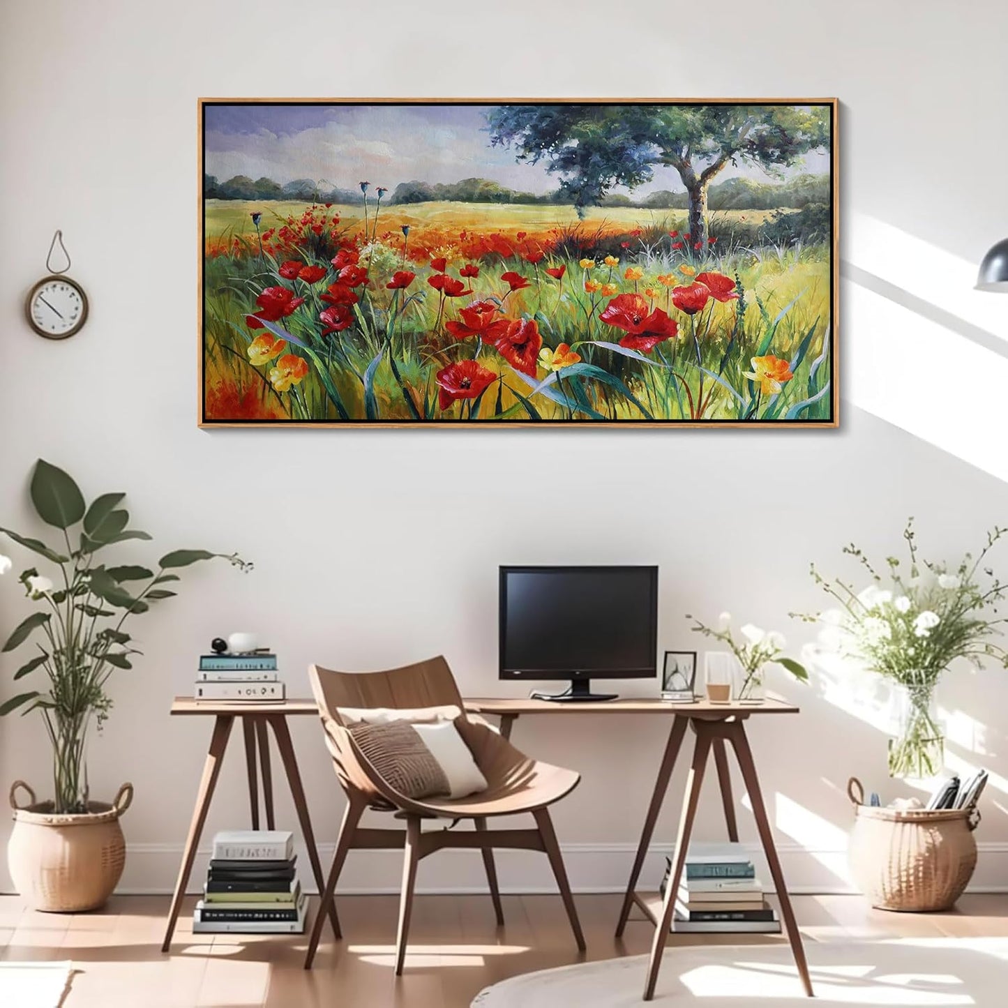 Green Tree Wall Art - Large Canvas for Living Room & Bedroom - Framed 24x48