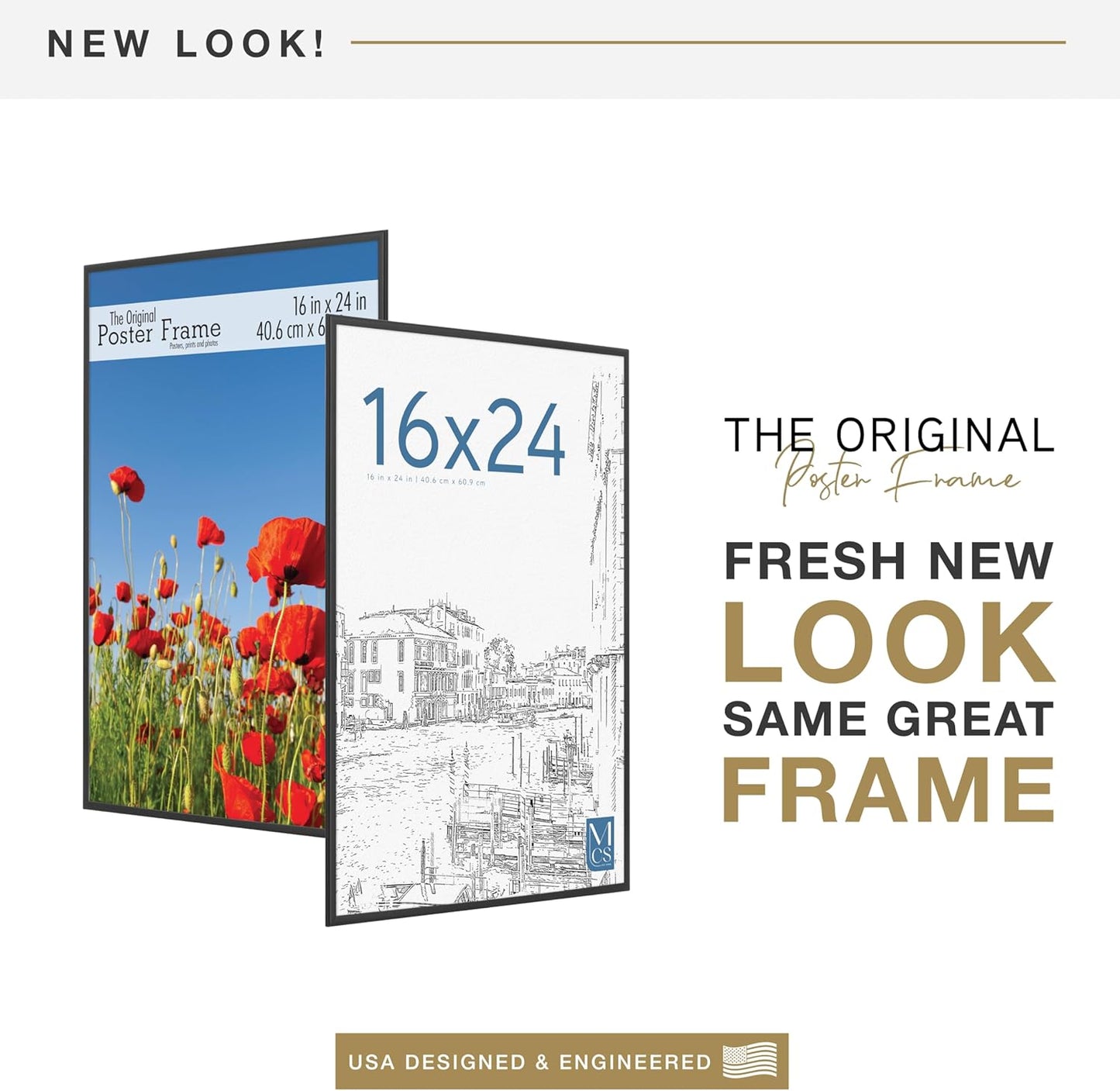 MCS Original Poster Frame 16x24 Black Lightweight Vertical & Horizontal Wall Hanging Large Picture Frame for Posters, Art Prints & Gallery Wall (3-Pack)