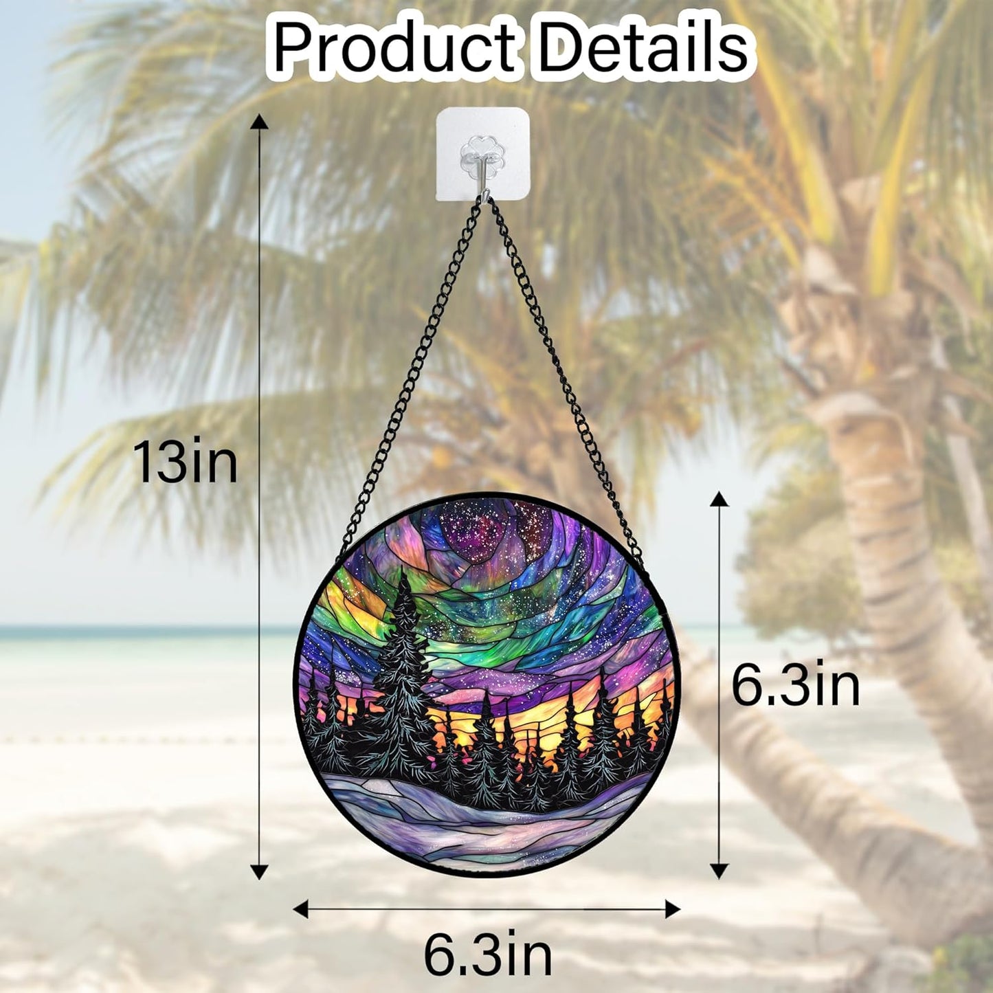 Stained Glass Window Hanging, Van Gogh Night Scene Sun Catchers Colorful Glass Panel Starry Sky Suncatcher Decor for Birthday for Women, Men, Wife, Aunt, and Mom 6.3 in