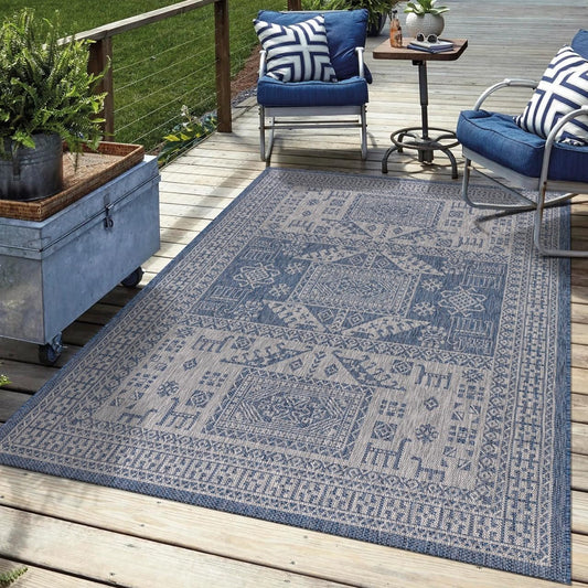 Keen Home Design Terrace Outdoor Area Rug - 4x6 Washable Indoor/Outdoor Rug for Patio, Kitchen, Balcony, Beach, Garden, Deck and Porch, Size: 3'10"x5'7"