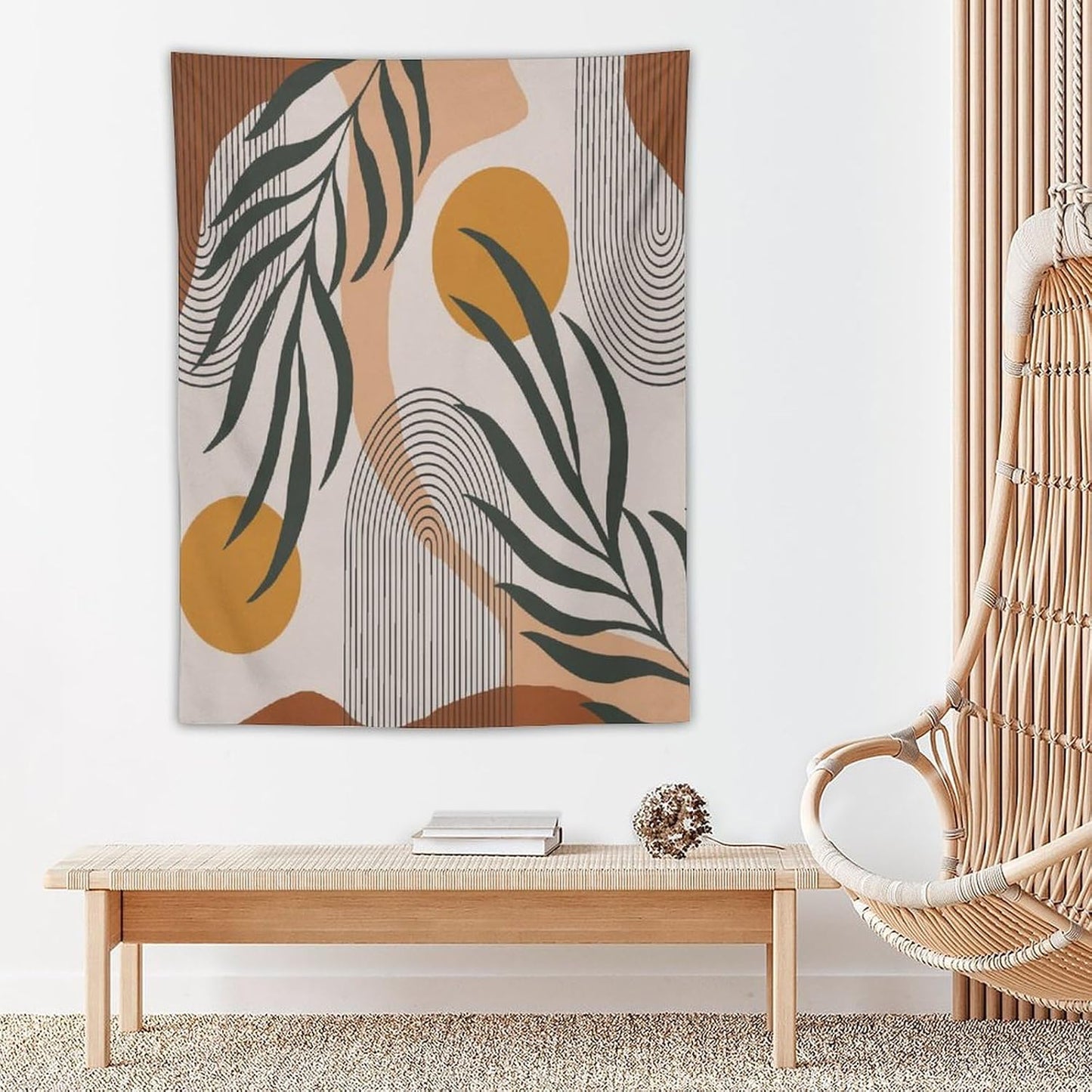 ICMOLYYENLO Boho Plant Aesthetic Tapestry, Abstract Medieval Arch Sun Home Aesthetic Wall Hanging For Bedroom Living Room Dormitory Tapestry 50x60 Inches