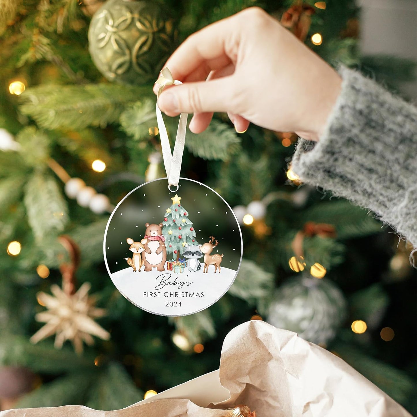 Baby's First Christmas Ornament 2024 - Acrylic Baby Boy Ornament