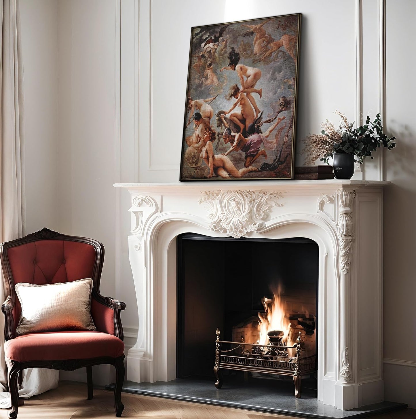 Poster Master Vintage Luis Ricardo Falero Poster - Retro Occult Print - Gift for Gothic, Horror Fan - Witches Going to their Sabbath, Pagan - Wall Decor for Bedroom, Dorm, 24x32 Unframed Wall Art