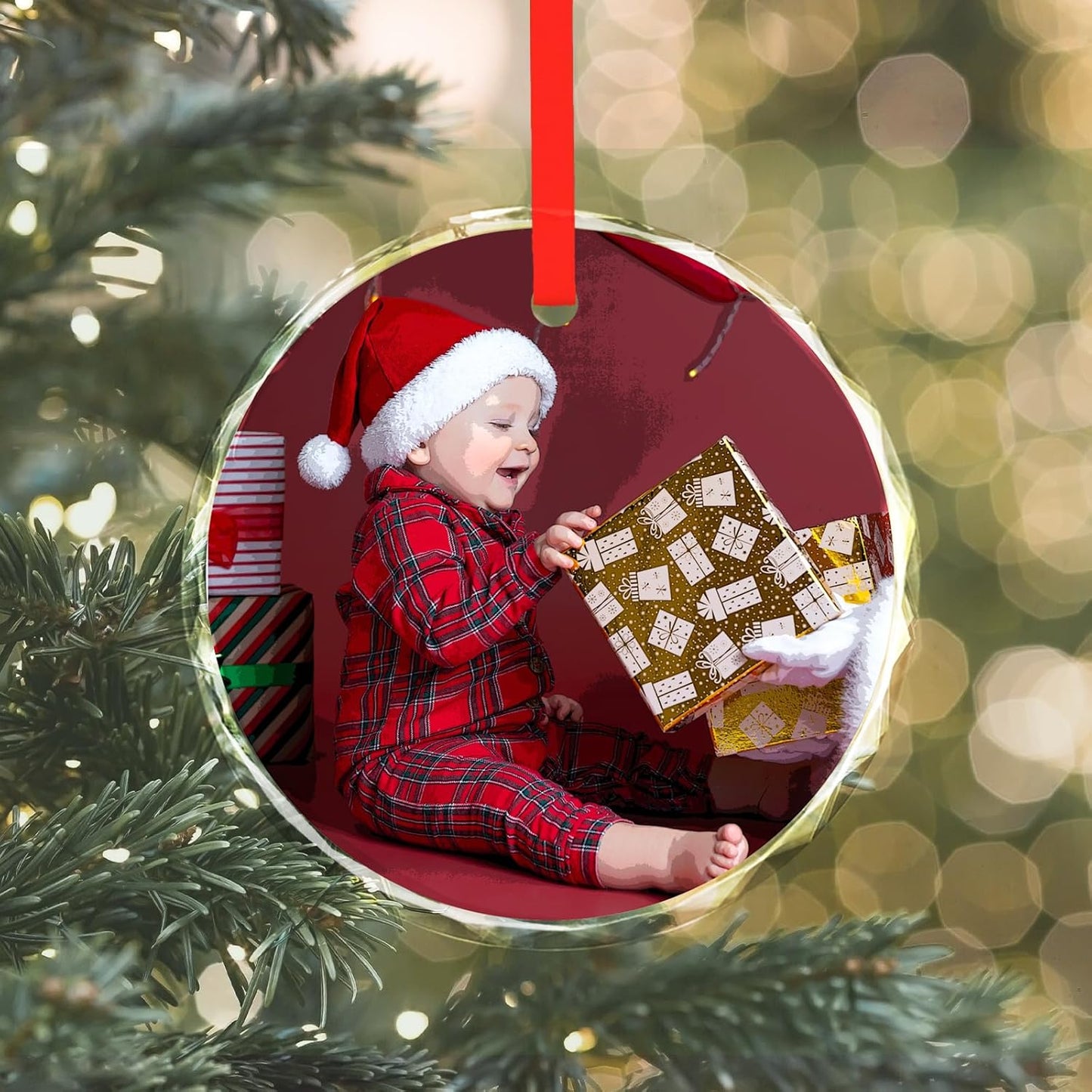 Personalized Christmas Ornaments, Custom Glass Ornament with Photo,Customized Christmas Tree Decor Gifts for Family, Dad, Mom, Him, Her, Couple