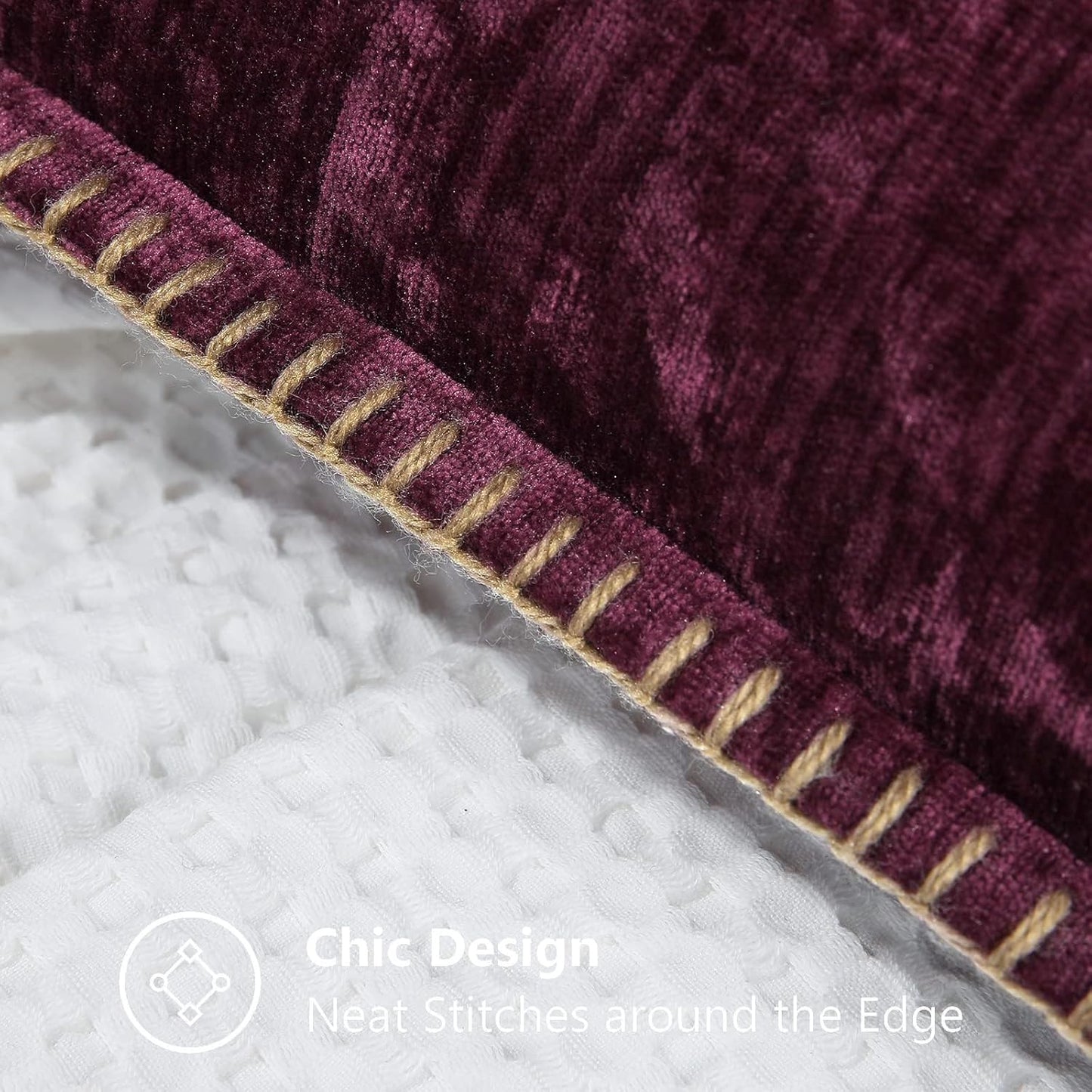 decorUhome Chenille Soft Throw Pillow Covers 16x16 Set of 2, Farmhouse Velvet Neutral Decorative Euro Pillow Covers with Stitched Edge for Couch Sofa Bed Home Decor, Rhododendron