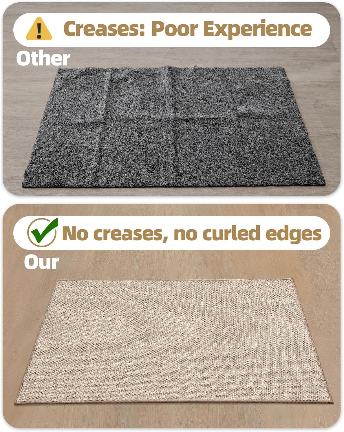 Color&Geometry Front Door Mat Indoor 27"x59", Ultra Non Slip Rubber Backed Dirt Trapper, Low Profile Thin washable, Easy Clean Entry Entryway Rug Door Mat Indoor Entrance, Khaki (Rolled-up NO Creases)