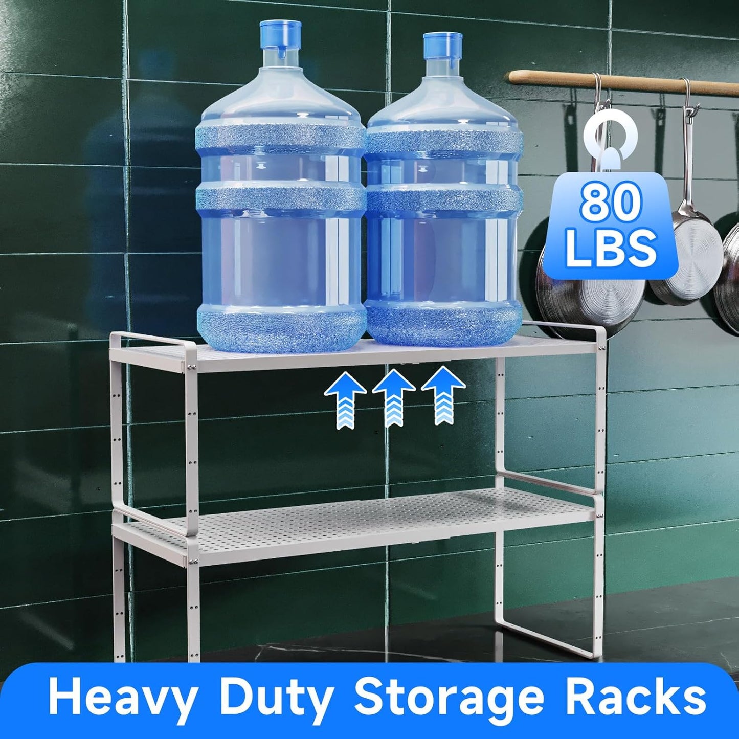 Expandable Cabinet Shelf Organizers, Kitchen Small Stand Rack Organization for Countertop Cupborad Pantry, White 1 Pack