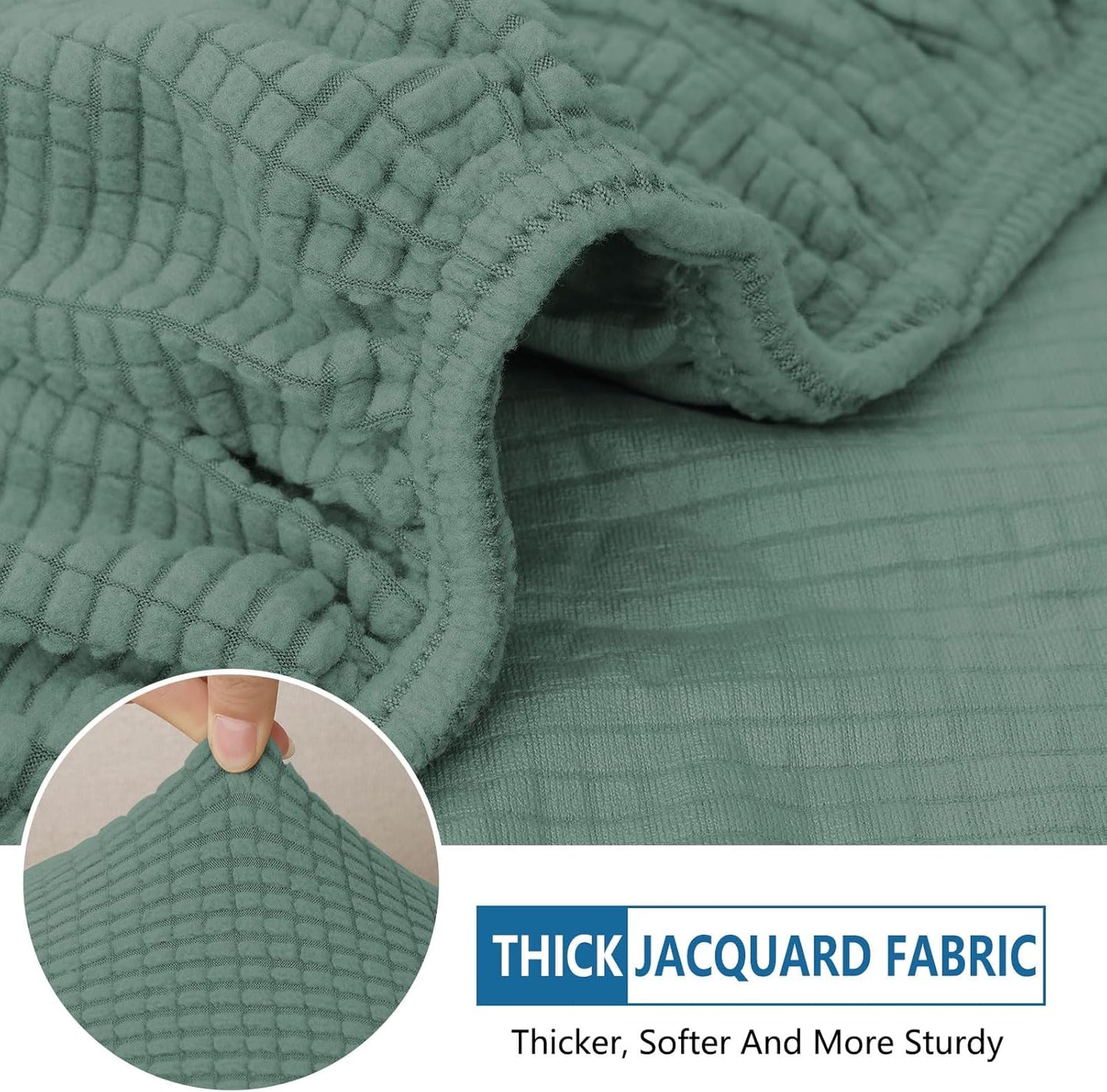 hyha Waterproof Couch Cushion Covers for Pets, Non Slip Sofa Seat Cover for Dogs Washable, Soft Thick Stretch Jacquard Fabric, Sofa Slipcovers with Elastic Bottom (1 Piece for Medium, Green)