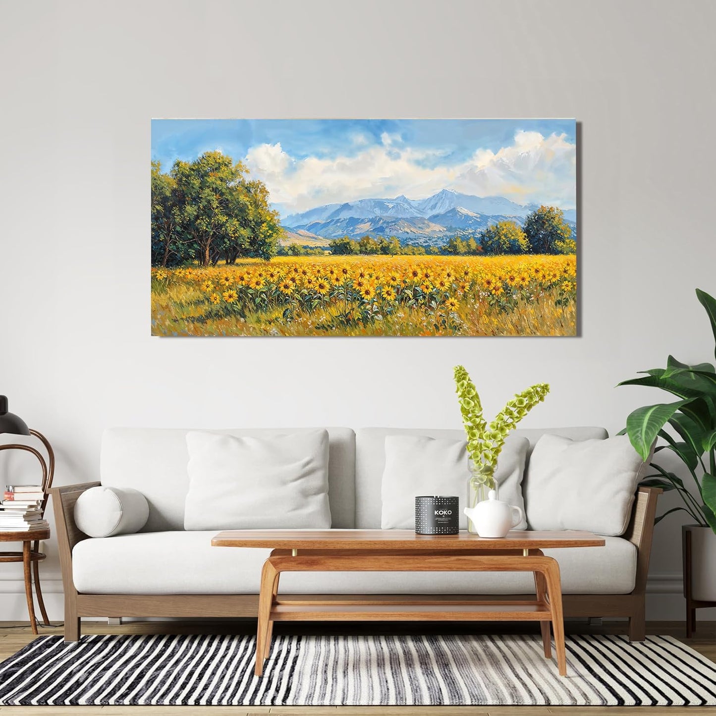 Canvas Wall Art Decor Wall Art Pictures for Living Room Canvas Art Wall Decor Mountain Wildflowers Wall Art Prints Summer Landscape Artwork for Walls Bedroom Home Aesthetic Wall Art Decor 20" X 40"
