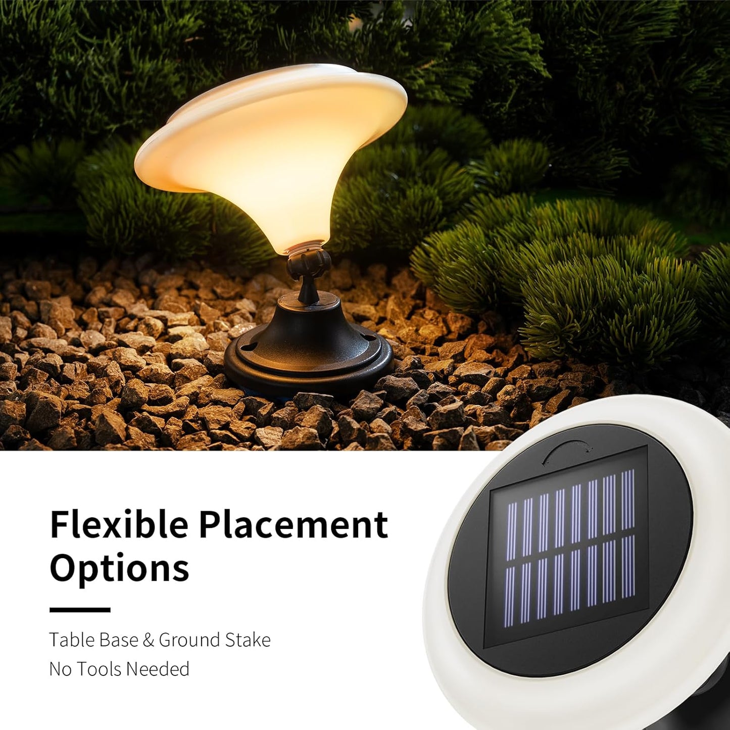 Solar Table Lights Outdoor, 6 Pack Classic Martini-Shaped Lanterns with Base & Ground Stakes, Waterproof LED Solar Powered Decorative Lights for Patio Table Garden Path (Warm White)