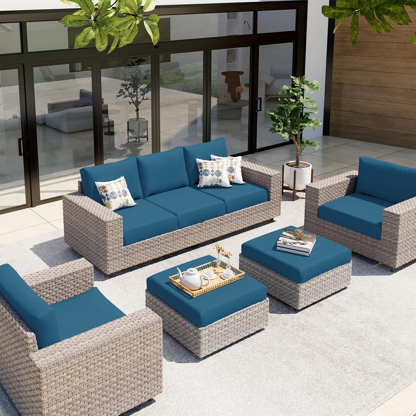 hyha Waterproof Couch Cushion Covers, Stretch Sofa Couch Seat Slipcover for Dog Washable, Non-Slip Waterproof Outdoor Cushion Covers for Patio Furniture Replacement (1 Piece for Small, Deep Teal)