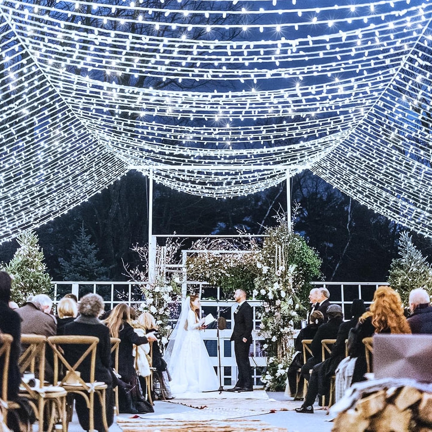 120 LED White Christmas Lights Outdoor, 40ft 8 Modes White Christmas String Lights Clear Wire, Plug in Waterproof Twinkle Fairy Lights for Indoor Outdoor Bedroom Wedding Tree Christmas Decorations