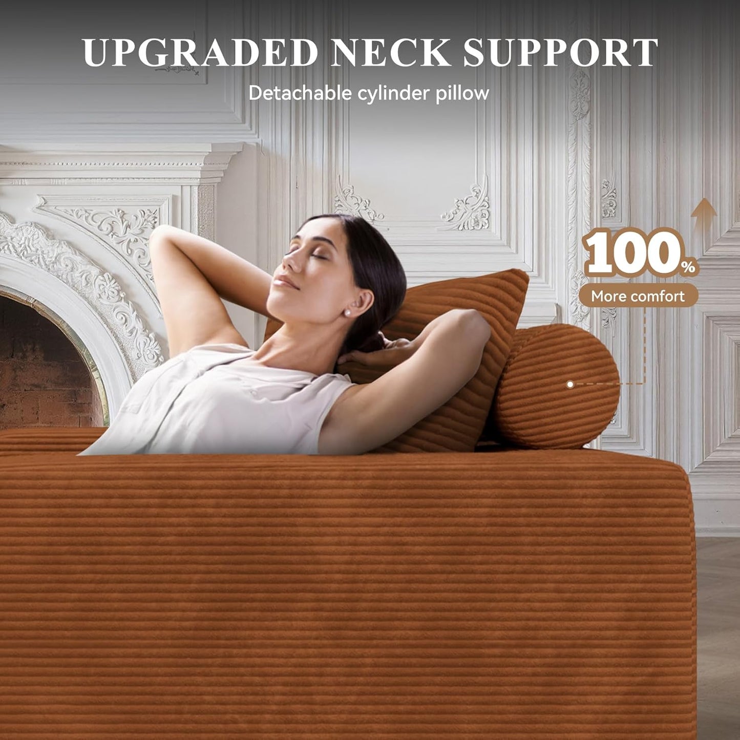 Modular Sectional Sofa with L-Shape Chaise,Cloud Sectional Modern Sleeper Couch with Deep Seat,Sponge Compression Sofas No Assembly Required(Brown-Corduroy Fabric) 1PCS